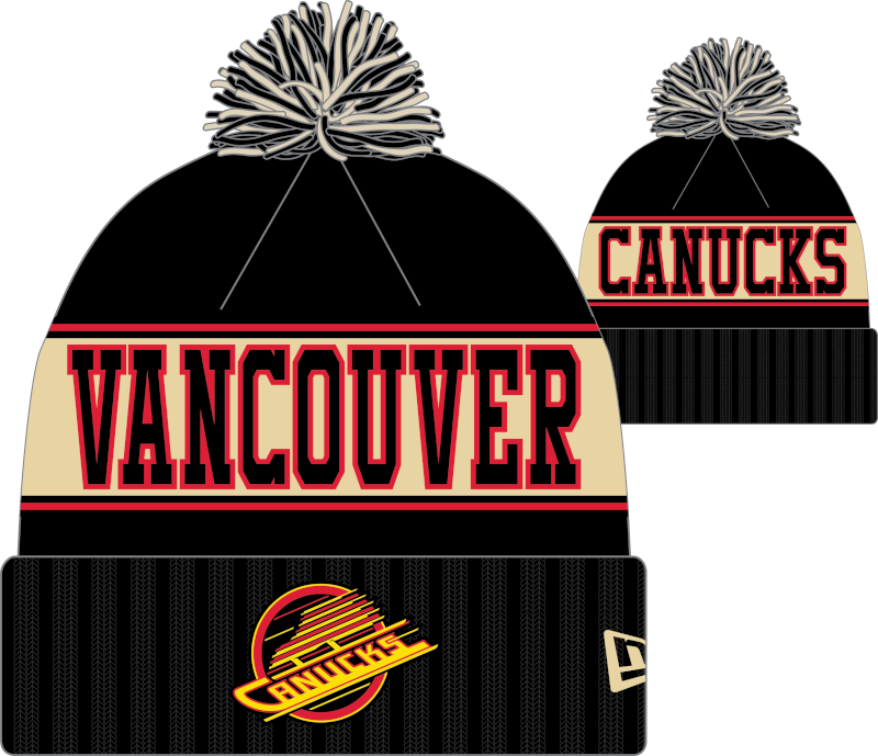 Vancouver Canucks Retro Knit Fleece Lined Pom Toque Black – More