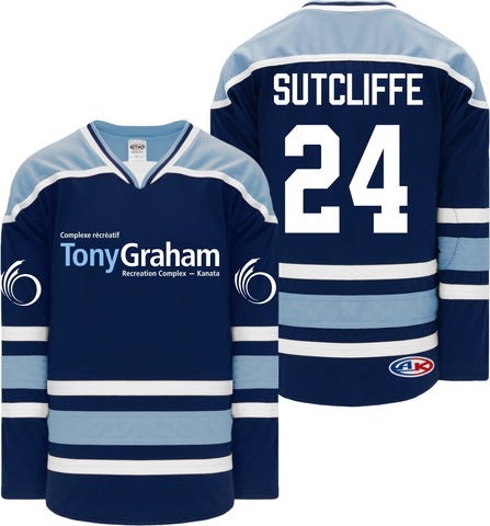 Ottawa Jersey Custom Blue 24 Sutcliffe