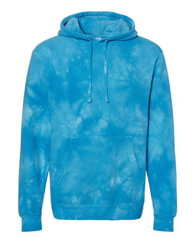 Independent Trading Co. Midweight Tie-Dyed Hooded Sweatshirt Aqua Blue