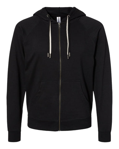 Independent Trading Co. - Icon Unisex Lightweight Loopback Terry Full Zip Hood Black
