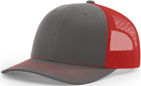 Richardson Mid Crown Trucker Cap Charcoal Red