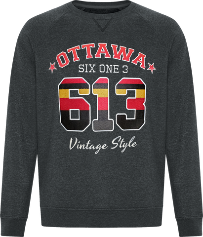 Six One 3 Vintage Style Ottawa Crew Neck Black Heather