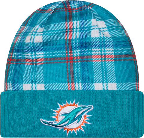 Miami Dolphins Plaid Cuffed Knit Toque