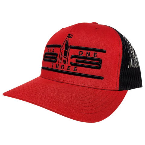 Six One 3 Cyber Mesh Back Trucker Cap Red Black
