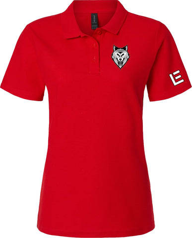 Edgewood Wolf Printed Polo Red Women