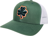 Irish Trucker Cap Essence Clover Evergreen White