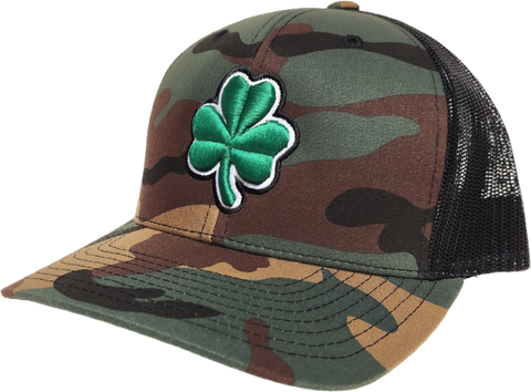 Irish Trucker Cap Essence Clover Camo