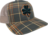 Irish Clover Trucker Plaid Snapback Forest Beige Orange