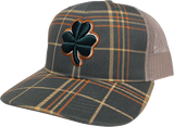 Irish Clover Trucker Plaid Snapback Forest Beige Orange