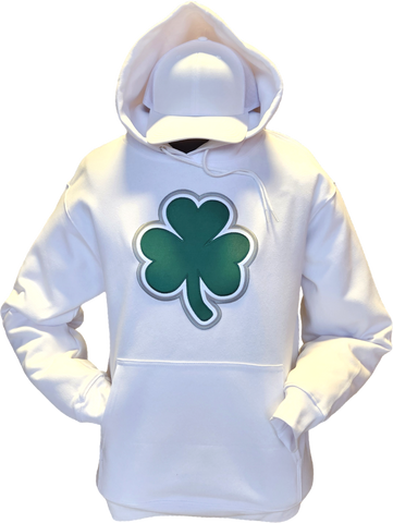 Irish Hoodie Big Clover White