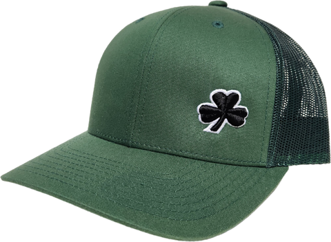 Irish Trucker Cap Gothic Clover Fls Evergreen