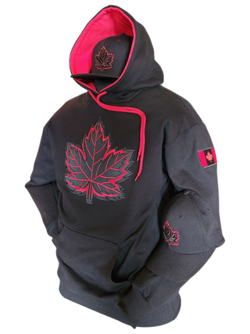 Canada Hoodie Mighty Maple Black Red Made In Canada
