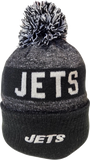New York Jets Black Fleece Lined Pom Toque
