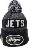 New York Jets Black Fleece Lined Pom Toque