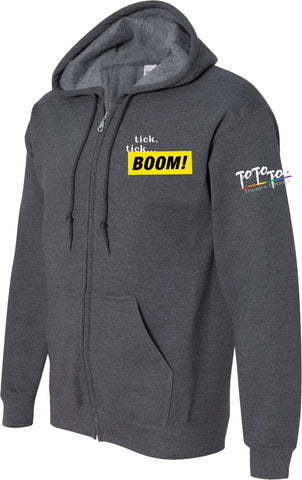 Tick Tick Boom Zip Hoodie Dark Heather