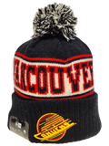 Vancouver Canucks Retro Knit Fleece Lined Pom Toque Black