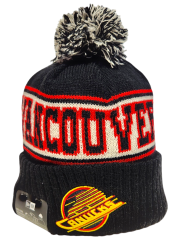 Vancouver Canucks Retro Knit Fleece Lined Pom Toque Black