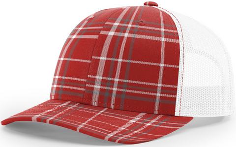Blank Plaid Printed Trucker Red Charcoal White
