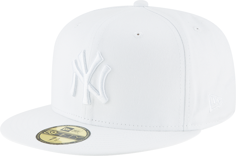 White yankees fitted hat top