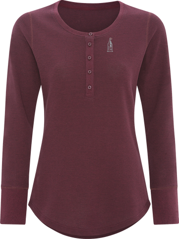 Women's Thermal Long Sleeve Henley Maroon – More Than Just Caps