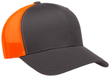 YP Classics Mesh Back Trucker Cap Charcoal Neon Orange