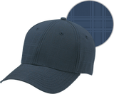 AJM Polyester Plaid And Spandex Stretch Cap Medium Navy Blue