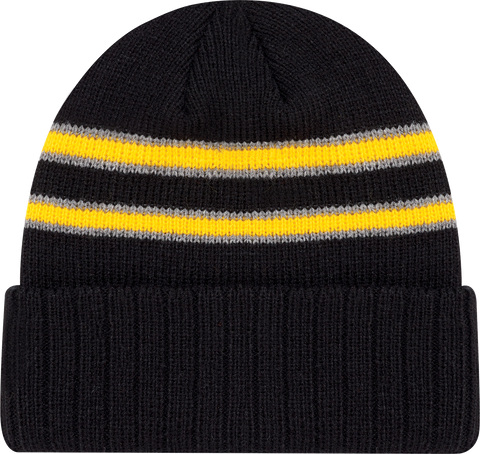 Cable Knit Beanie Toque Black Gold