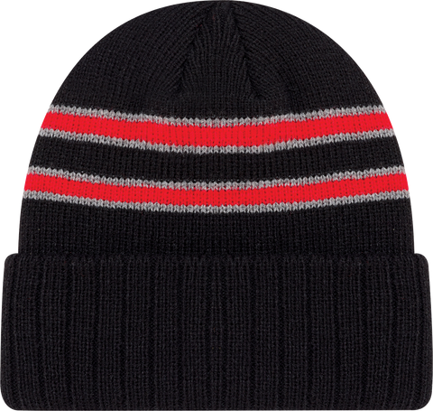 Cable Knit Beanie Toque Black Red