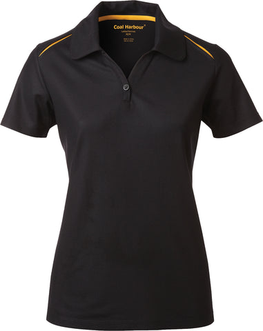COAL HARBOUR® Women's Snag Resistant Contrast Inset Sport Shirt Black Gold