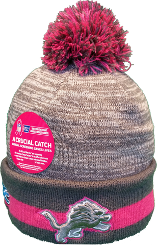 Detroit Lions Breast Cancer Awareness Sideline Fleece Pom Toque