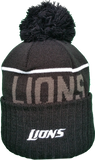 Detroit Lions Fleece Lined Black Pom Toque