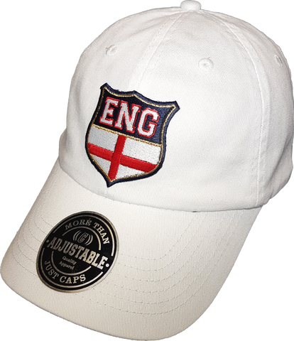 England Shield Cap Adjustable Dad Hat White