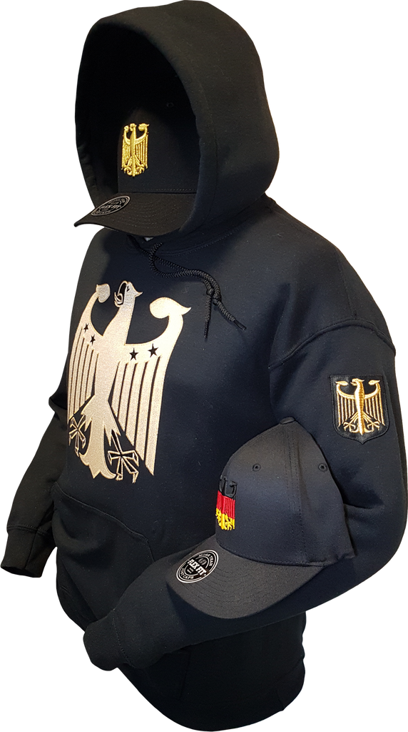 Germany Hoodie Chivalry Embroidered Black and Metallic Gold More Than Just Caps Clubhouse