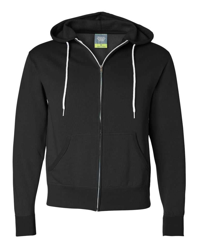 Independent Trading Co. Unisex Lightweight Full Zip Hoodie Black
