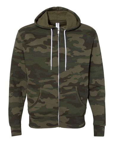 Independent Trading Co. - Unisex Lightweight Full Zip Hoodie Forest Camo