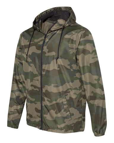 Independent Unisex Lightweight Windbreaker Full-Zip Jacket Forest Camo