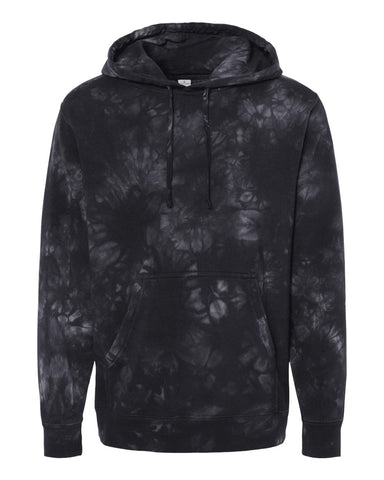 Independent Trading Co. Midweight Tie-Dyed Hooded Sweatshirt Black