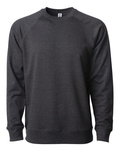 Independent Trading Co. Unisex Lightweight Loopback Terry Crewneck Charcoal Heather
