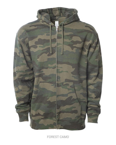 Independent Trading Co. Midweight Full Zip Hooded Sweatshirt Camo