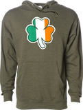Irish Hoodie Clover Flag Army Heather