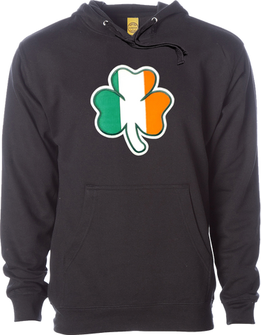 Irish Hoodie Clover Flag Black