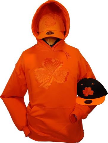 Irish Hoodie Clover Tonal Orange