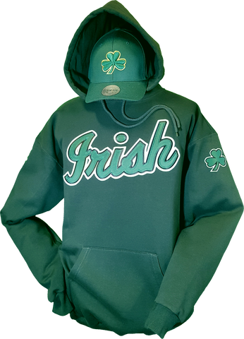 Irish Hoodie Script Forest Green