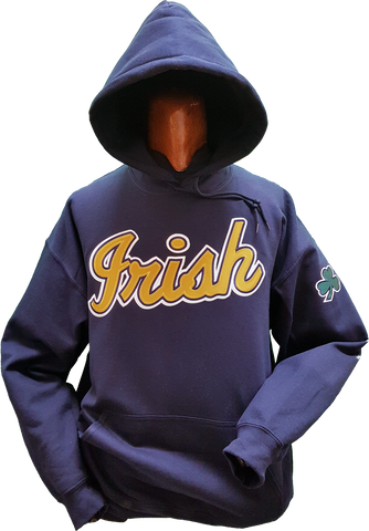 Irish Hoodie Script Navy Gold