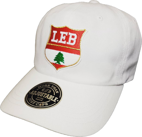 Lebanon Shield Cap Adjustable Dad Hat White