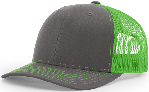 Richardson Mid Crown Trucker Cap Charcoal Neon Green