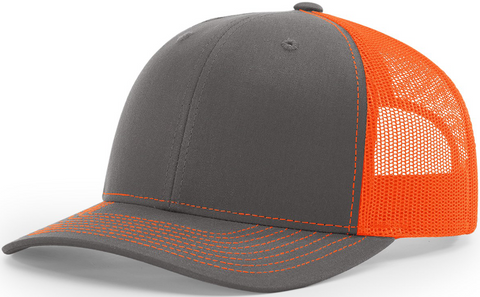 Richardson Mid Crown Trucker Cap Charcoal Neon Orange