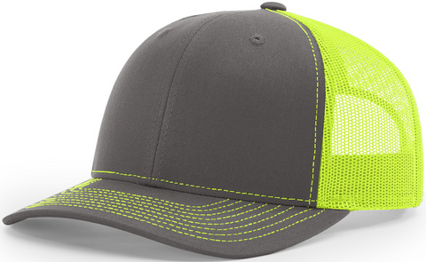 Richardson Mid Crown Trucker Cap Charcoal Neon Yellow