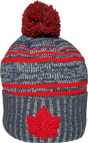 Mighty Maple Fleece Lined Toque Grey Red