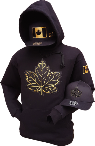 Canada Hoodie Mighty Maple Black Metallic Gold